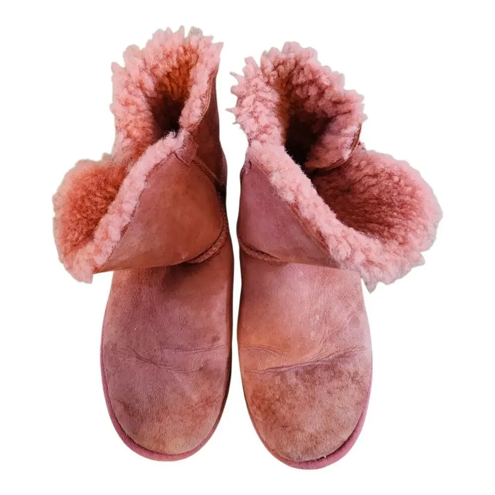 Ugg Australia Bailey button mini low boots pink 3352‎ sz 7 women